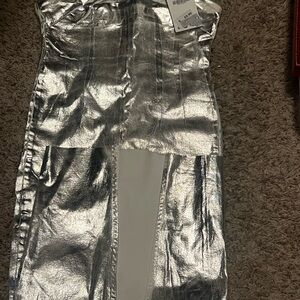 Zara Silver Strapless Dress